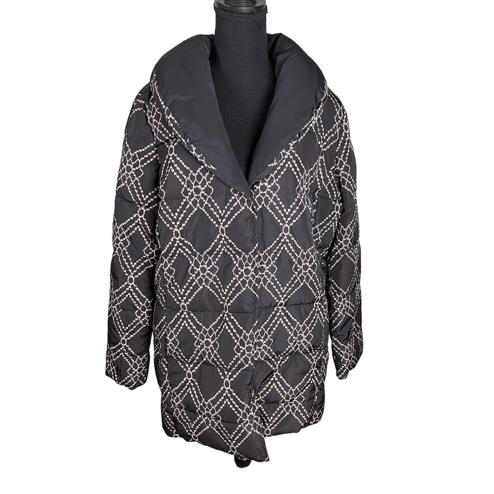Dennis Basso Reversible Print to Solid Water Resistant Jacket NWOT BLK/ST SIZE L - Picture 2 of 7